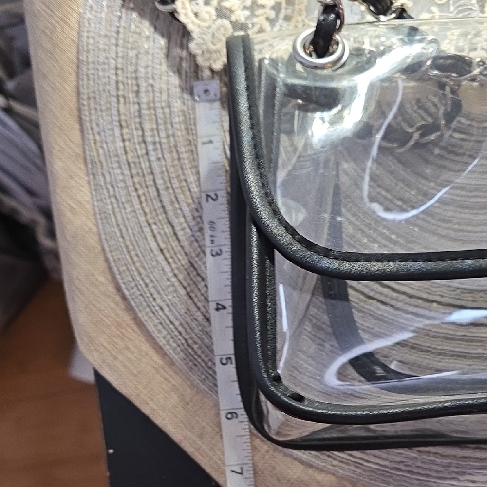 Black Transparent Shoulder Bag with Chain Strap - Picture 3 of 9